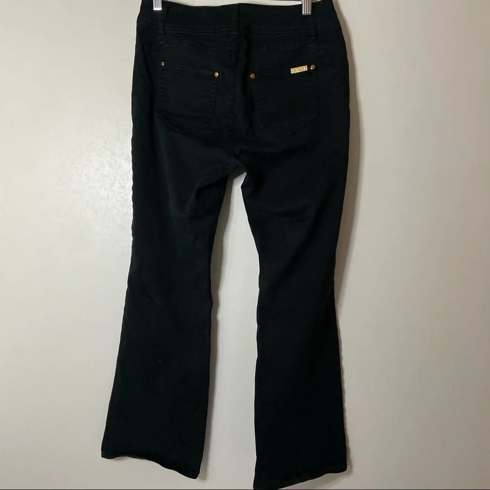 IMAN Bootcut Jeans Slimming Stretch Pants Size 6 Double Button Dark Wash - Picture 12 of 13